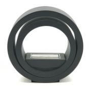 Conmoto style ethanol fire, circular frame, black painted finish, with pebbles, W79cm, H80cm,