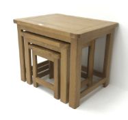 Light oak nest of three tables, 61cm, H50cm,