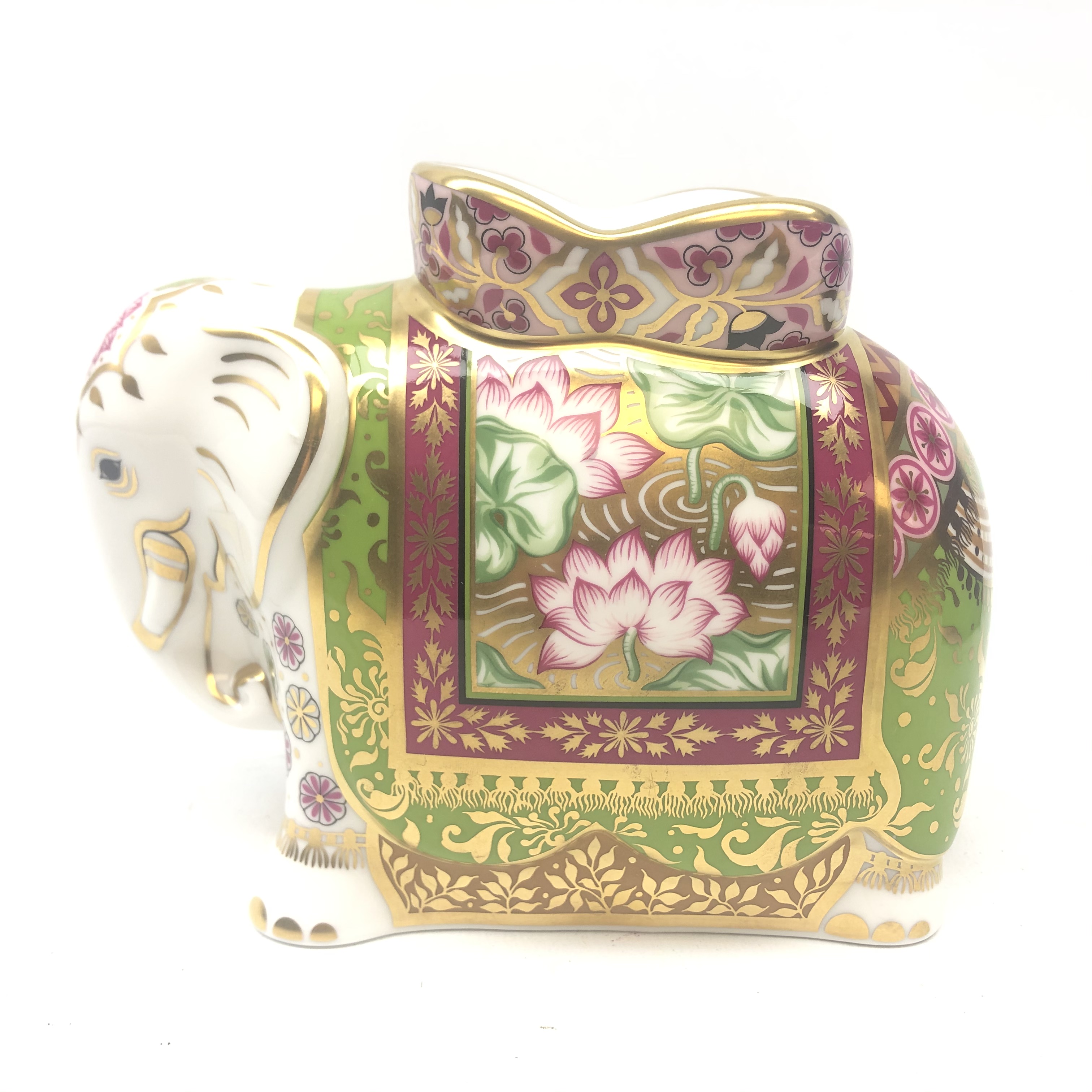 Royal Crown Derby Elephant paperweight 'Rani' Edition of 1250 for Govier's of Sidmouth with gold - Image 3 of 3