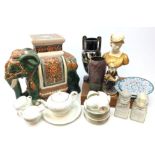 Wedgwood Wyndham pattern tea set, composite bust of Ares,