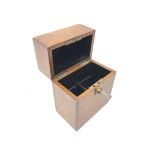 Victorian oak cased decanter box with brass carry handle and lock, L19cm, H23.5cm, D11.