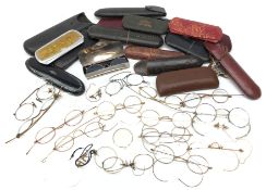 Collection of 19th/ early 20th century spectacles & pince-nez including gold plated and white metal