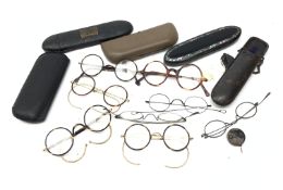 Collection of 19th/ early 20th century spectacles including gold plated,