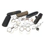 Collection of 19th/ early 20th century spectacles including gold plated,