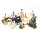 Nine Royal Doulton figures comprising Janine, Ruth, Ninette, Margaret, Lynne, Angela, First Prize,