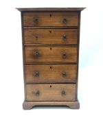 Apprentice piece mahogany miniature chest of drawers, five graduated drawers, bracket feet H46cm,