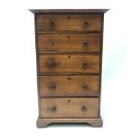 Apprentice piece mahogany miniature chest of drawers, five graduated drawers, bracket feet H46cm,