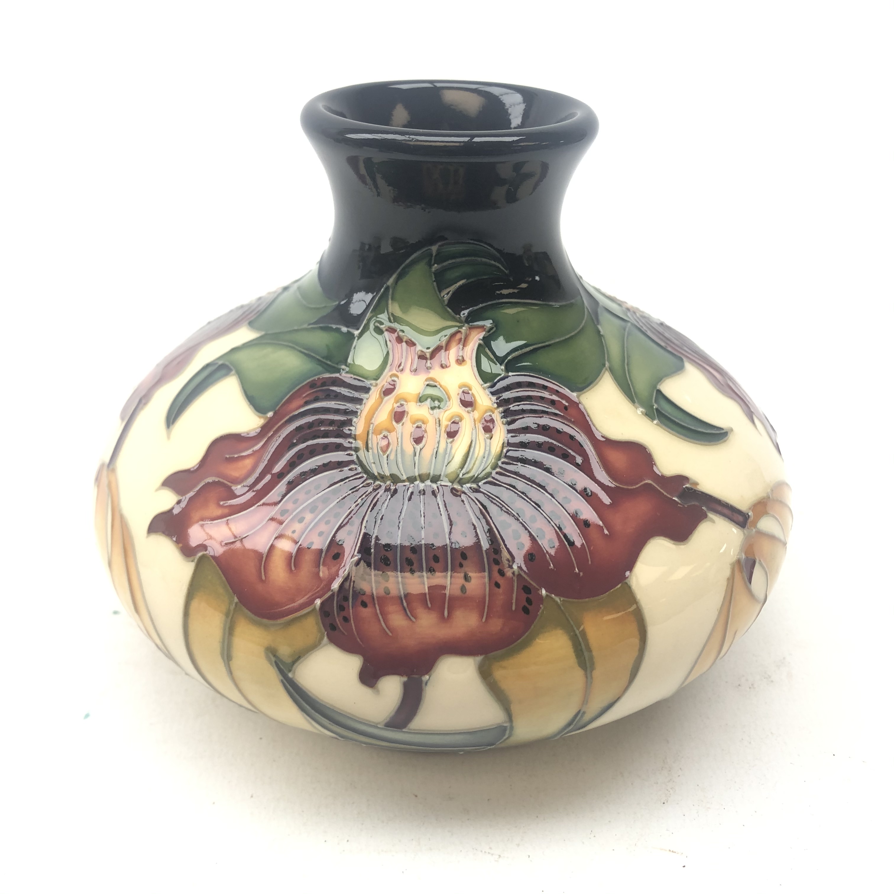 Moorcroft Anna Lily squat vase designed by Nicola Slaney,