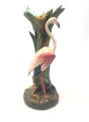 Delphin Massier of Vallauris majolica vase modelled as a Flamingo amongst reeds,