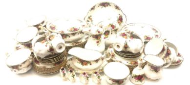 Royal Albert Country Roses service comprising eight dinner plates, eight salad plates,