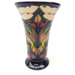 Moorcroft Homemaker pattern trumpet shaped vase, designed by Emma Bossons ltd. ed. 23/150, H15.