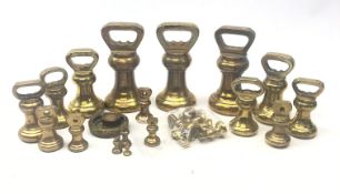 Collection of Avery and other brass bell weights,