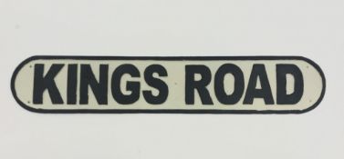 Black and white metal 'Kings Road', road sign, W80cm,