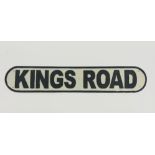 Black and white metal 'Kings Road', road sign, W80cm,