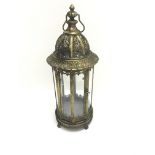 Bronze finish classical eight sided glass lantern with carrying handle, D21cm,