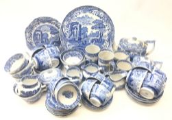 Quantity of Spode Italian tea ware comprising cups and saucers, teapot, cream jugs, mugs,