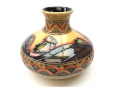 Moorcroft Second Dawn Eventide pattern squat vase, designed by Kerry Goodwin,