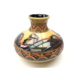 Moorcroft Second Dawn Eventide pattern squat vase, designed by Kerry Goodwin,