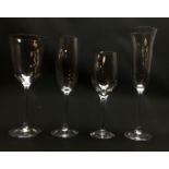 Suite of Bohemia drinking glasses comprising eight goblets, eight champagne flutes,