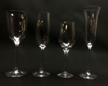 Suite of Bohemia drinking glasses comprising eight goblets, eight champagne flutes,