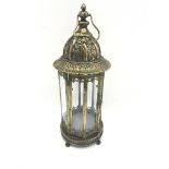 Bronze finish classical eight sided glass lantern with carrying handle, D21cm,