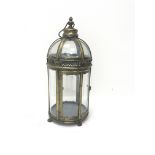 Bronzed metal hexagonal domed top lantern, H46m,