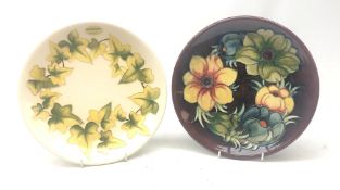 Moorcroft Anemone pattern plate and Ivy pattern plate,