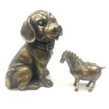 Bronze model of a seated Dog H22cm and Chinese bronze Horse (2) Condition Report