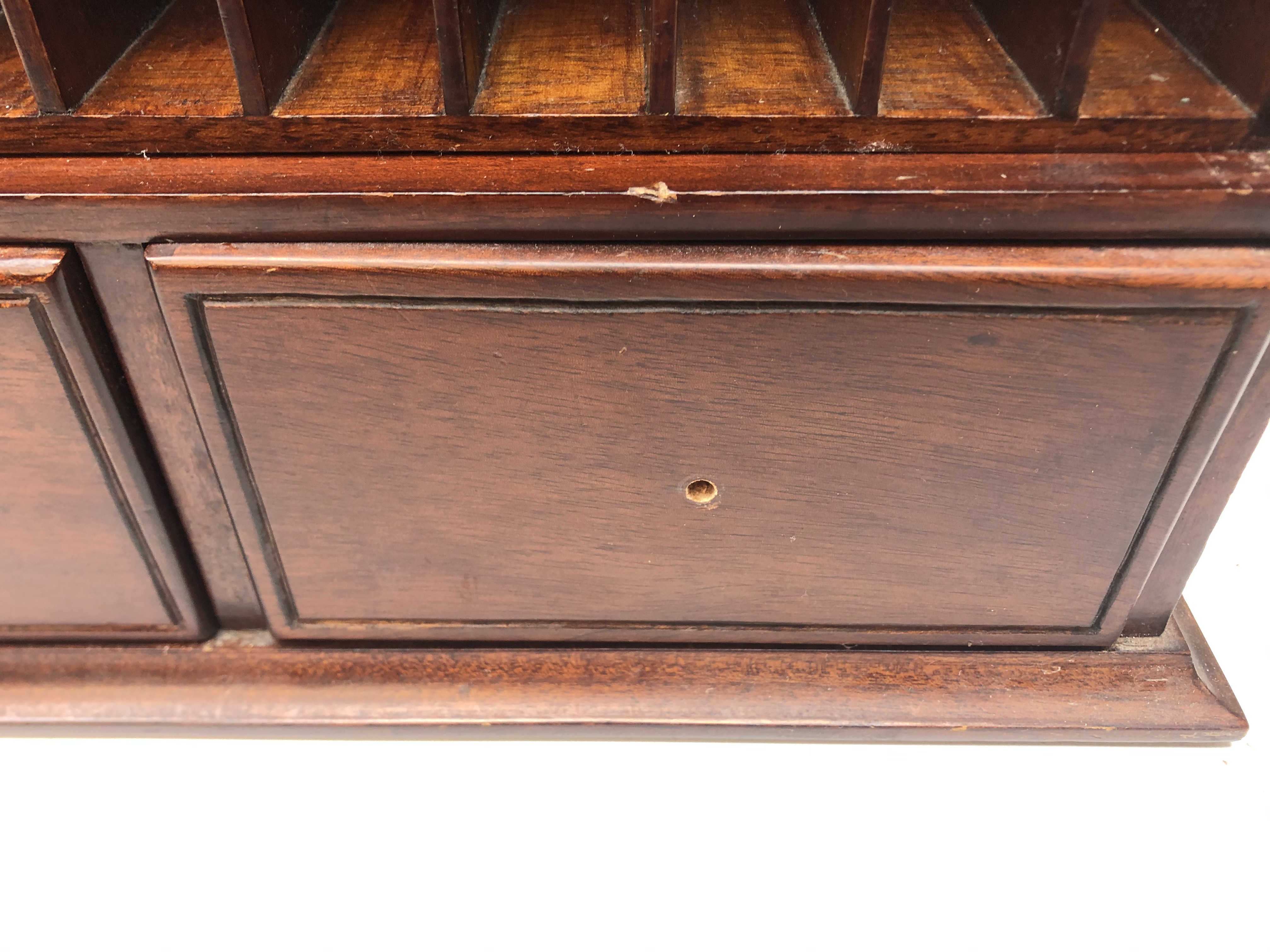 Mahogany stationary cabinet, pierced arched top, - Image 2 of 2