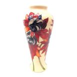 Moorcroft Ruby Red pattern tapering vase,