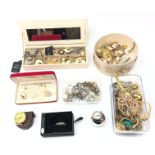 Collection of costume jewellery including some silver, wristwatches,