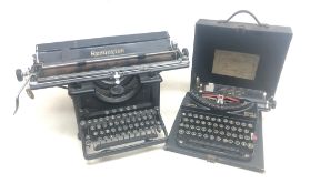 Remington type 16 typewriter and Remington Model 5 portable typewriter with case (2)