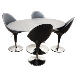 Magis Bombo Anthracite oval dining table, tulip style chrome finish base (W170cm, H76cm,