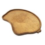 'Mouseman' oak kidney shaped tray by Robert Thompson of Kilburn,