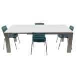 Calligaris gloss white rectangular glass top extending dining table (W221cm, H75cm,