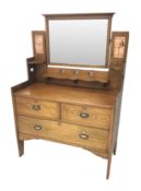 Arts & Crafts ash raised bevel edge mirror back dressing chest by Shapland and Petter,