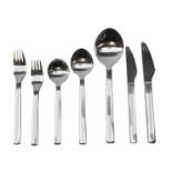 Georg Jensen New York pattern stainless steel table service for eight place settings,