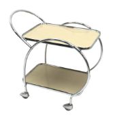 Ranleigh chrome framed two tier tea trolley, W77cm, H79cm,