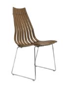 Howe Mobler teak Skandia chair designed by Hans Brattrud, slat form on chrome base,