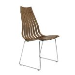 Howe Mobler teak Skandia chair designed by Hans Brattrud, slat form on chrome base,