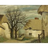 George Bissill (British 1896-1973): Thatched Cottages and Trees,