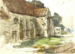 Frederic Stuart Richardson (Staithes Group 1855-1934): 'Rievaulx' 'Chelvey Court Barn Somerset'