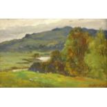 John Cuthbert Salmon (British 1844-1917): River Landscape, oil on board signed and dated '15,