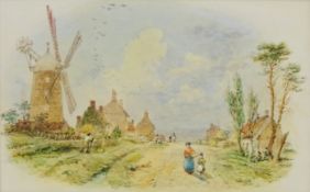 George Weatherill (British 1810-1890): 'Stainsacre' Mill near Whitby, watercolour vignette,