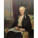 Frederick (Fred) William Elwell RA (British 1870-1958): 'Mrs Hunt Hedley' - half length portrait