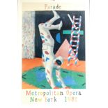 David Hockney (British 1934-): 'Parade' exhibition poster for Metropolitan Opera New York 1981