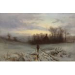 William Gilbert Foster (Staithes Group 1855-1906): End of the Day - Snow covered landscape,