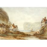 Henry Barlow Carter (British 1804-1868): 'Village of Staithes near Whitby', watercolour unsigned,