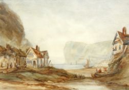 Henry Barlow Carter (British 1804-1868): 'Village of Staithes near Whitby', watercolour unsigned,