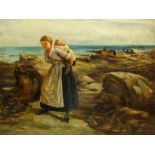 Robert Jobling (Staithes Group 1841-1923): Fishergirls on the Rocks,